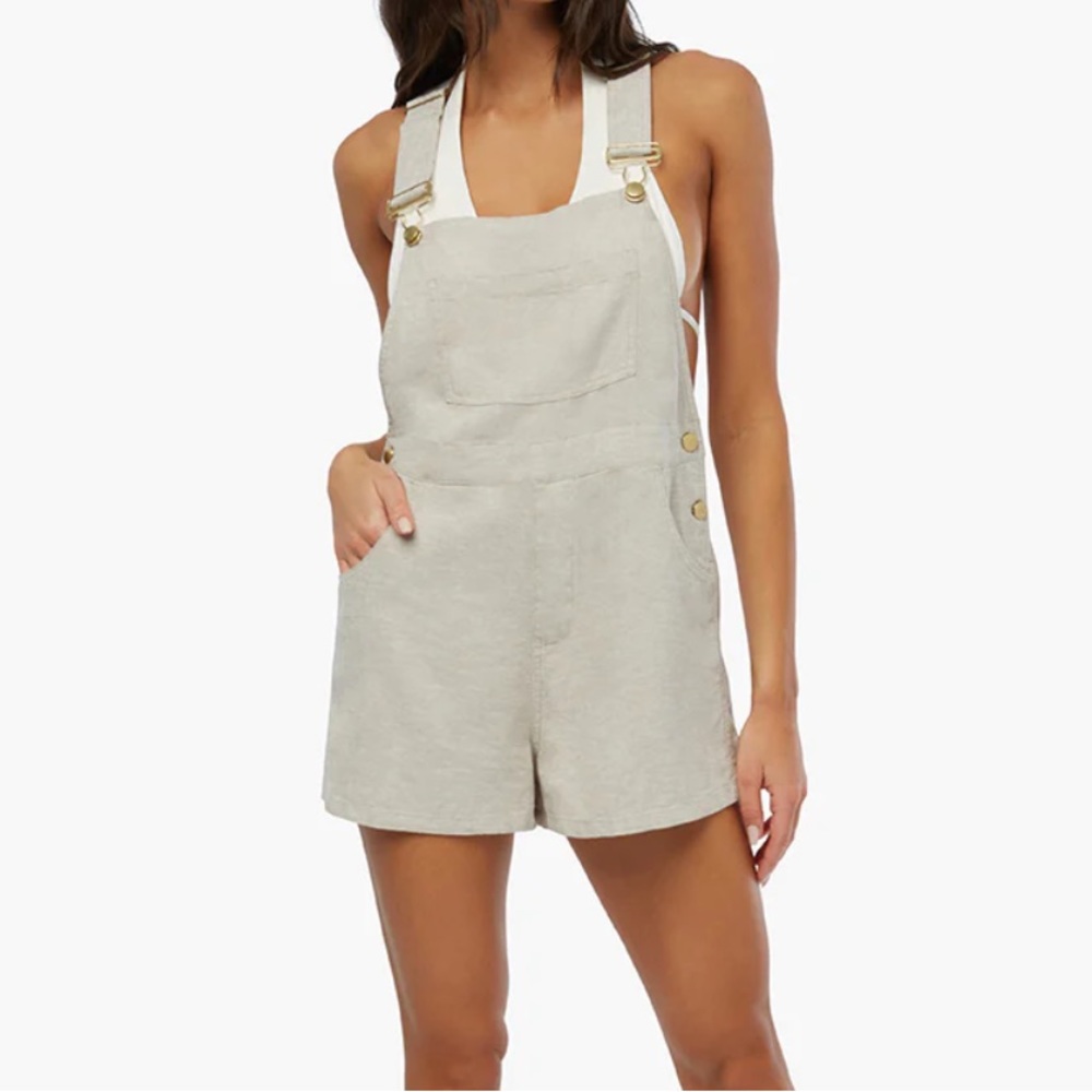 We Wore What Basic Linen Shortall  Size XS